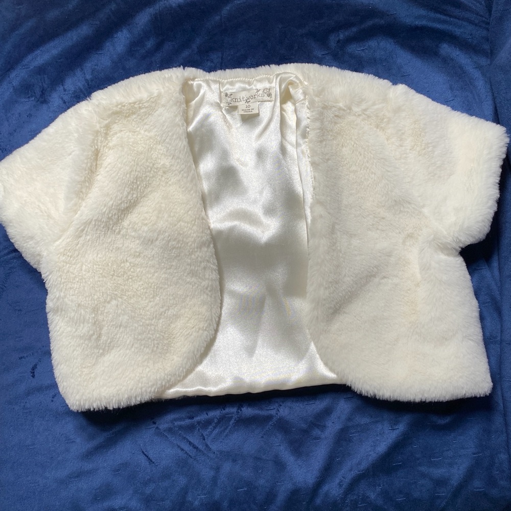 Knit works faux fur sweater girl size 10 new